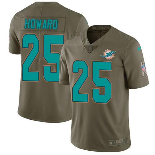 Nike Miami Dolphins #25 Xavien Howard Olive Men Stitched NFL Limited 2017 Salute to Service Jersey